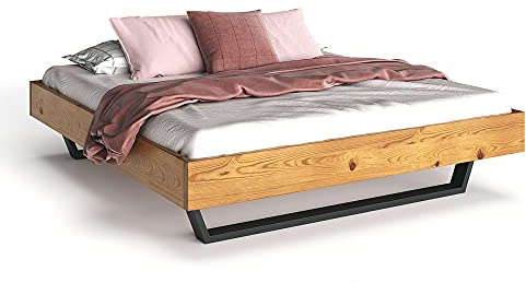 moebel-eins CURBY Massivholzbett Doppelbett Kufenbett ohne Kopfteil aus massiver Thermo -Fichte, hochwertige Verarbeitung, einfacher Aufbau, Made in Germany, 160 x 200 cm, Natur