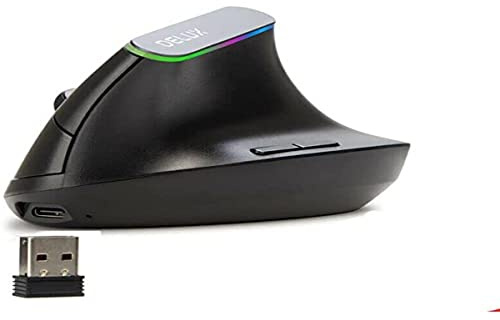 DeLUX - Mouse M618 Wireless Ottico RGB - Gaming, Ergonomico, Ricaricabile - Nero