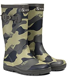 Aigle Woody-pop Pt 2 Stivali da pioggia unisex per bambini, Cachi Camou, 13 UK Child