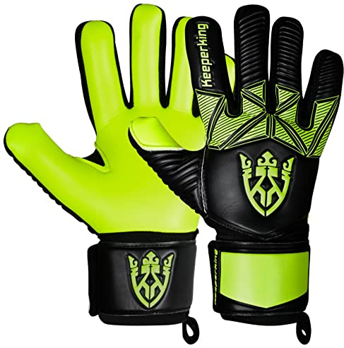 Keeperking - Guanti da portiere per bambini, ragazzi, adulti, senza salva dita, 4 mm, durevoli, in lattice, unisex