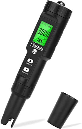 HOICATED Probador de piscina de sal digital Medidor Cloro Rango 0-9999ppm para piscina de agua salada y estanque de peces Koi Prueba de nivel de sal Medidor de cloruro de sodio profesional