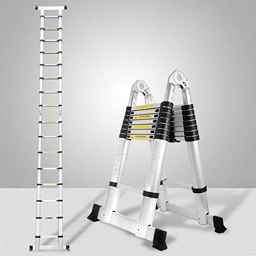 Yakimz Aluminium Teleskopleiter mit Klappbar Design- JZ250D Teleskop Ausziehleiter - Mehrzweckleiter -2,5M+2,5M Faltbar Stehleiter - Rutschfester Aluminiumleiter Aluleiter (5 Meter)