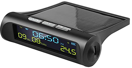 OWLEEN Horloge numérique solaire de voiture avec écran LCD Affichage de la température de la voiture pour l'extérieur Décoration de pièce de voiture A