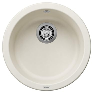BLANCO RONDO | Granitspüle aus SILGRANIT softweiß | Ø 45 cm | für 45 cm breite Unterschränke | Die runde individuelle Lösung für kleine Küchen | Einbauart: Einbau von Oben
