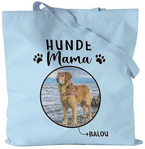 Kiddle-Design Hundemama Tasche Personalisiert Foto Geschenk Hundebesitzer Hundeliebhaber Hundehalter Frau Dog Mom Hundefreund Haustier Jutebeutel