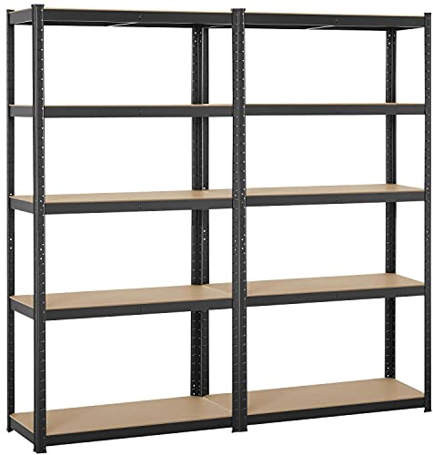 Yaheetech 5-Tier Black Steel Storage Rack 180x40x180cm Shelving Unit