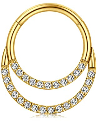 Crdifu Segmentring Septum Clicker 8mm 10mm Nasenring Piercing Nase Helix Daith Rook Conch Cartilage Ring 16G Silber Gold