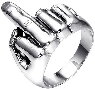 PAMTIER Herr biker mitten finger topp rostfritt stål ring punk rock silver svart, Metall, Ingen ädelsten