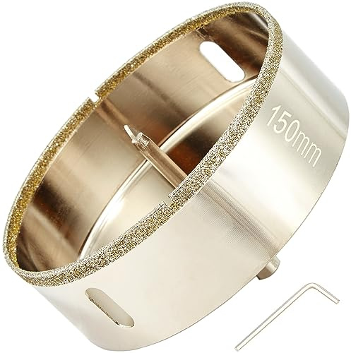 DaduoRi 6 Inch (150mm) Diamond Hole Saw with Pilot Bit, 6 Tile Hole Saw for Granite, Ceramics, Porcelain Tiles, Marble, Glass, Stones,1 3/8 Depth of Cut for Thick Countertops