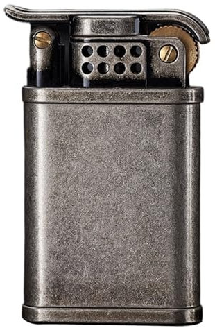 OLELY Kerosin feuerzeug benzinfeuerzeug Steampunk weicher Flamme winddichtes, Vintage-Grabenfeuerzeug, wiederverwendbares Feuerzeug mit klassischer Flamme, for Zigarren/Zigaretten(Ancient Silver)