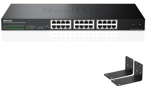 Switch di rete non gestito con 24 porte Ethernet 2.5G con 24 x 2,5 Gigabit | 2 x 10G SFP+ | Lavora con dispositivi 10-100-1000Mbps | Larghezza di banda 160G | Plug & Play | Interruttore Internet in