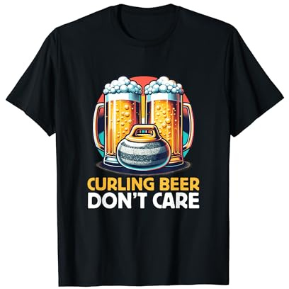 Funny Curling Beer Don't Care Beer Drinking Curler T-Shirt