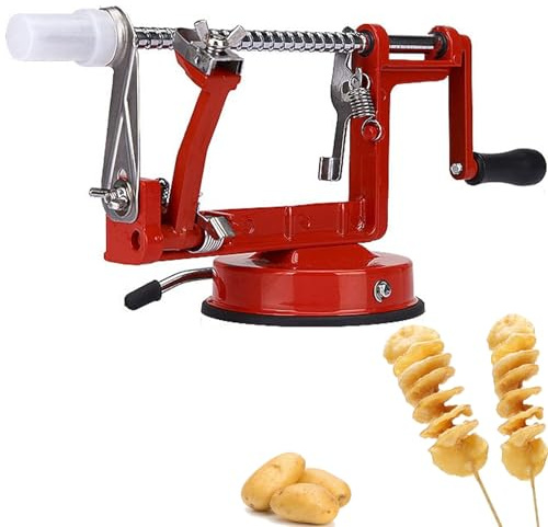 XoTiq Trancheuse de Pommes de Terre torsadées, Coupe-Frites bouclés avec brochettes en Acier Inoxydable, Machine à Tour de Pommes de Terre en Spirale Manuelle pour Frites, concombres, Carottes