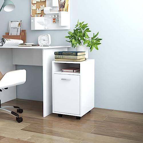 CKioict Küchenschrank Büroschrank Materialschrank Beistellschrank mit Rollen Weiß 33x38x60 cm Holzwerkstofffür Flur Schlafzimmer Wohnzimmer Esszimmer