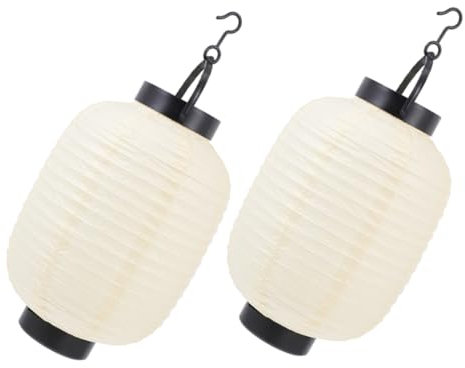 UPKOCH Lanterna Pieghevole Giapponese in Carta 2 Pezzi Per Decorazione Esterna Stile Tradizionale Con Luce 29X15Cm Regalo Perfetto Per Feste Giapponesi