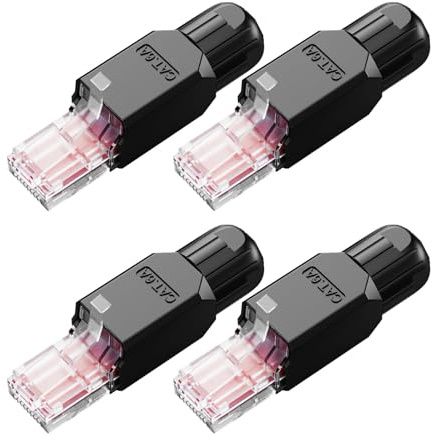 Paquete de 4 conectores Cat 6A RJ45 sin herramientas, Cat6/6A, sin herramientas, conectores Cat 6 RJ45, enchufe modular Cat6, acoplador en línea, conectores Ethernet, transmisión de alta velocidad