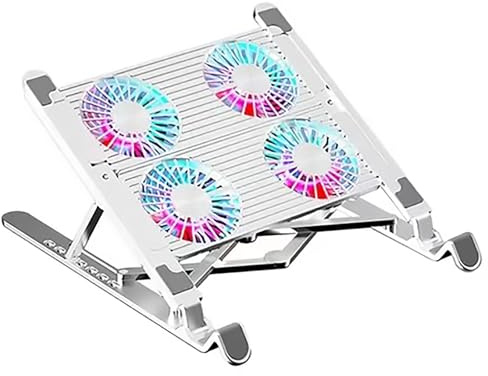 MIAOLLUN Aleación De Aluminio Portátil De Refrigeración, RGB Gaming Laptop Cooler con 4 Ventiladores De Enfriamiento Silencioso, Función De Memoria para 11-17.3 Pulgadas Portátiles