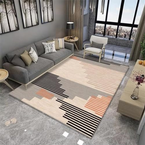 Xiaosua Teppich Rechteckig300x400CM Rugs Teppich vorzimmer Trapezstreifen-Teppich Anti-Allergie-Teppich Schwarz Teppich Teenager