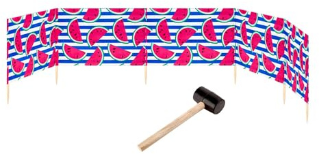 Garronda Strand Windschutz Sichtschutz 6m lang Plus Gummihammer GAEX001 (Wassermelone-66, 6 m)
