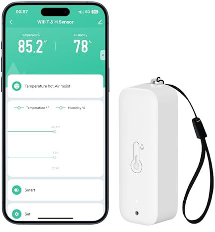 Comboss Lot de 1 thermomètres hygromètre WiFi - Capteur de température et d'humidité sans fil pour l'intérieur et l'extérieur - Avec alarme de notification d'application à distance - Pour serre, cave