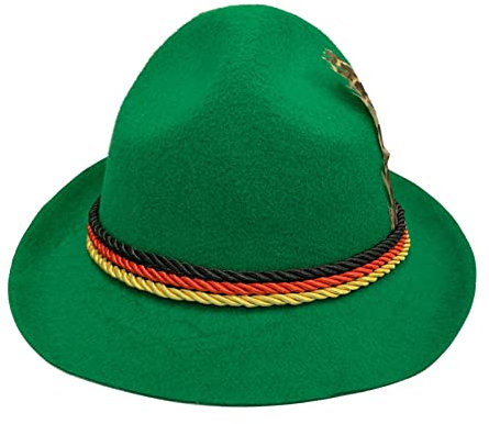 Trachtenhut Herren Hut Wiesn deutsche Alpenhüte Kostümzubehör Retro Bayern Trachtenhut Filzhut Tirolerhut mit Feder für Halloween Party Oktoberfest Bayerisches Mottoparty Karneval Cosplay