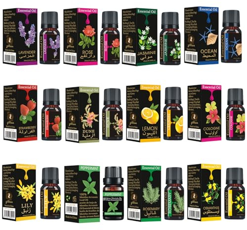 Aceite esencial difusor humidificador lavanda menta limón romero aromaterapia natural limpieza de plantas conjunto puro 12 piezas 10ml Elitzia