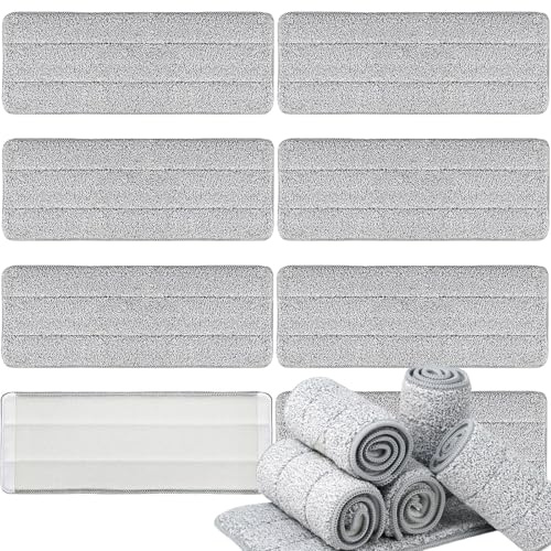 8 Pcs Mop Replacement Heads with Washable Cleaning Pads for Tile, Wood and Laminate Floors - Dry or Wet Use