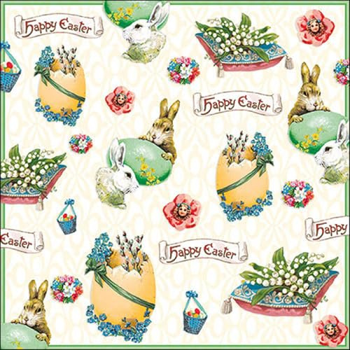 20 Servietten Ostern Vintage Osterelemente als Tischdeko. Papierservietten mit Motiv. Auch für Decoupage und Serviettentechnik 33x33cm