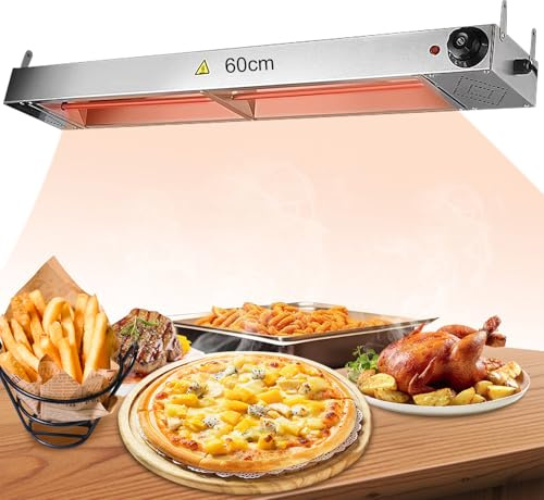 VFDZ Lampe Chauffante Professionnelle en Acier Inoxydable, pour Cuisine et Restaurant, Chauffe-Plat pour Buffet, Température Réglable 30-85 °C，1：60cm