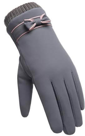 POOIQX Modische Damenhandschuhe, Winddichte, wasserdichte Winterhandschuhe aus Plüsch mit Innenfutter und warmen Fäustlingen,Fingerfertigkeit Garantiert(Grey)