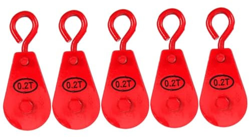 MAGICLULU 5 Stück Mikroriemenscheibe Tür Riemenscheibe Öffner Kabelbinder Handwinde Maschine Angehen Rostfreie Riemenscheibe Gießen Wäscheleinenrolle Wagen Pulloverkabel Gürtel A3 Stahl Rot