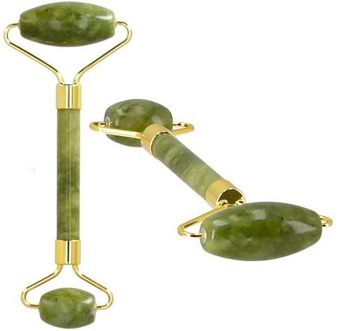 Lantelme Appareil de massage en pierre de jade | Double rouleau pour une détente naturelle et une peau rayonnante | Pour le corps et le visage | Massage et soin (rouleau double)