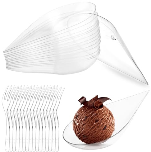 LDXDRU Lot de 200 bols pour finger food, verres à dessert en plastique, bols à dessert, bols d'entrée en forme de goutte, accessoires pour finger food, réutilisables pour le catering, le buffet