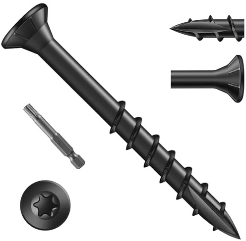 Zuyya 50 Stück Holzschrauben Torx 4,2 x 41 mm, Spanplattenschrauben, Holzbauschrauben, Schrauben Schwarz Senkkopf, Universalschrauben Teilgeweinde mit TX25 Bit