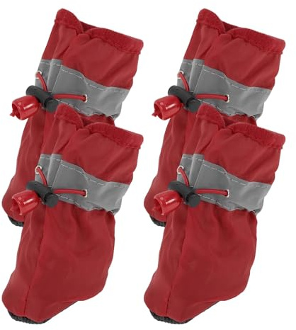 CAPASTEC Pfotenschutz Für Hunde Rot 4 Stück Indoor Outdoor Wasserdicht | Material: Plane Und Ballleder, Rutschfest, Mit Verstellbaren Riemen, Länge: 5cm, Breite: 4.2cm, Gewicht: 3-4.5kg