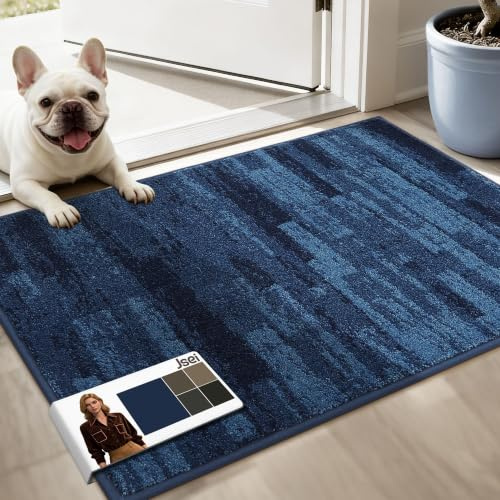 JSEI Dirt Trapper Door Mat 24x36, Non-Slip Doormat, Blue