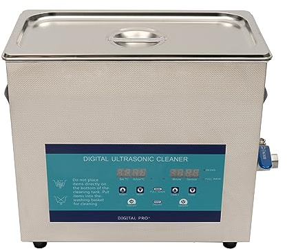 6,5L Digitaler Ultraschallreiniger mit Heizung - Ultraschallbad 180W, 40kHz, Timer 0-30min, LED-Display für Brille/Zahnschiene/KFZ - Inkl. Reinigungskorb & Ablaufschlauch (304 Edelstahl)
