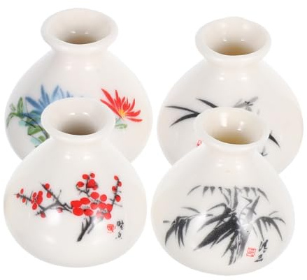 STOBAZA 4 Piezas Mini Jarrones de Cerámica Modernos para Decoración de Escritorio Jarrones Pequeños Elegantes y Compactos para Arreglos y Plantas Hidropónicas