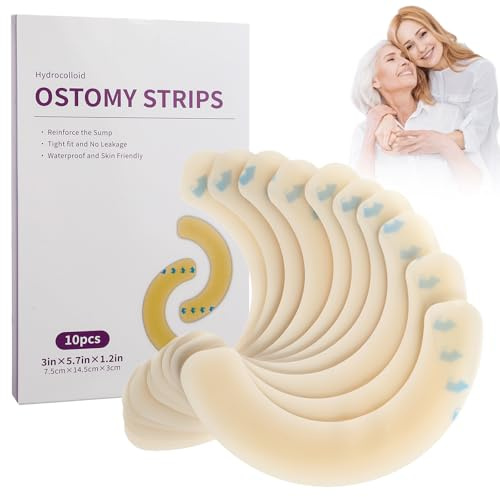 Ostomy Bag Barrier Strip Pack of 10 Ostomy Barrier Tapes Elastic Barrier Strips Sensitive Tape Waterproof Ostomy Supplies Ostomy Barrier Strips Covers for Stoma Bag