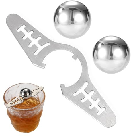 2pcs Espresso Cooling Ball, Stainless Steel Coffee Frozen Chiller Reusable Cooler Coffee Cooling Ice Ball with Stand Non-Dilution Espresso Chiller Accessories for Home Cafe Bar