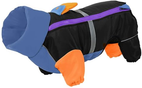 PJDDP 4 Beine Warmer Hundeoverall, Hund Wintermantel, Winddichte Hundejacke Mit D-Ring, Reflektierende Jacke Für Hunde, Für Kleine, Mittelgroße Und Große Hunde,Black Blue,XL