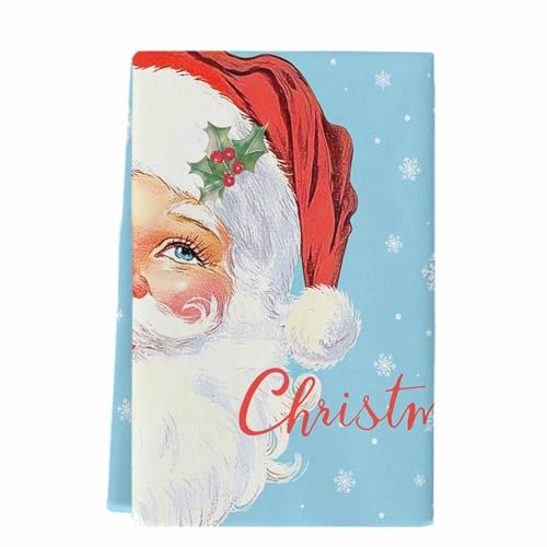 peiyeety Paños de Cocina navideños con diseño de Papá Noel y Copos de Nieve, absorbentes de Agua, con diseño de Bayas de Acebo, para Limpieza y Secado de Cocina (1 Paquete)