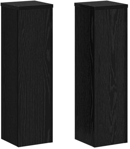 Owoxanthellate Lot de 2 supports pour plantes - Aspect chêne noir - Tabourets de fleurs modernes en bois - Colonne pour salon, balcon et terrasse - 17 x 17 x 60 cm