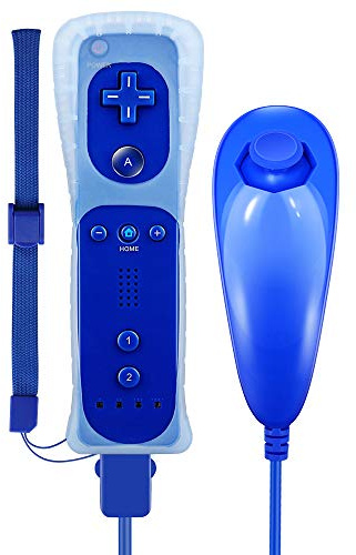 Maliralt Nunchuck – Télécommande sans fil pour Nintendo Wii/Wii U, LP02 Wii avec coque en silicone et dragonne, moteur à vibrations intégré – Indigo (fabriquée par un tiers)