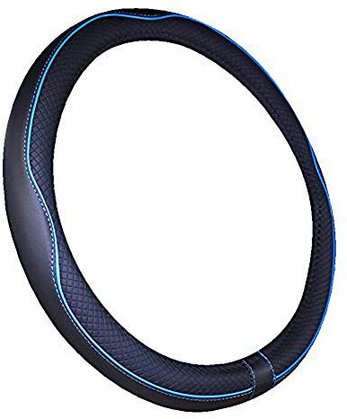 Mayco Bell Bootslenkradabdeckung Mikrofaser Leder 33-34cm Boot Lenkradbezug (Schwarz Blau)