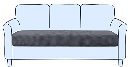 subrtex Sofa Sitzkissenbezug Stretch Sitzkissenschutz Elastischer Kissenbezüge Husse Überzug Bezug für Sofa Sitzkissen (3 Sitzer, Grau)