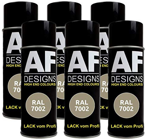Alex Flittner Designs 6X Ral Pintura en Espray Pintura Coche Laca Colorida Lata de Aerosol RAL7002 Gris Verde Oliva Mate