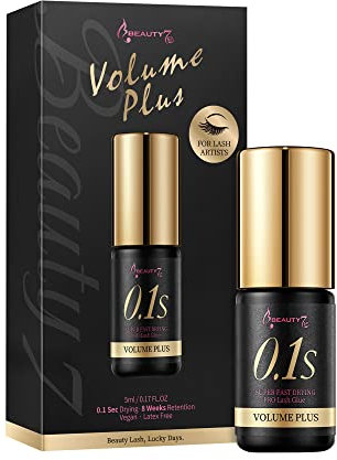 Beauty7 Colle Extension Cils Professionnel 0.1 Seconde Seche Ultra Rapide, Rétention 8 Semaines Colle Adhésifs Cils à Cils Salon Utilisation Seulement