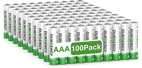 DURNERGY AAA Batteries 100 Pack Alkaline 1.5V 10 Year Shelf Life 1200mAh High Capacity for Remote Controls Toys Flashlights LR03 E92 MN2400