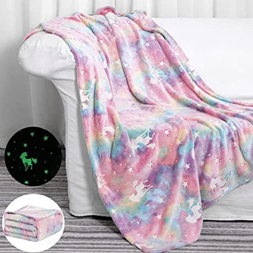 Manta infantil Brilla en la Oscuridad - Planetas - Dinosaurios - Luminosa juguetes sistema solar navidad regalos camas sofas rex niño bebe invierno polar suave grandes luna dino invierno (UNICORNIO1)